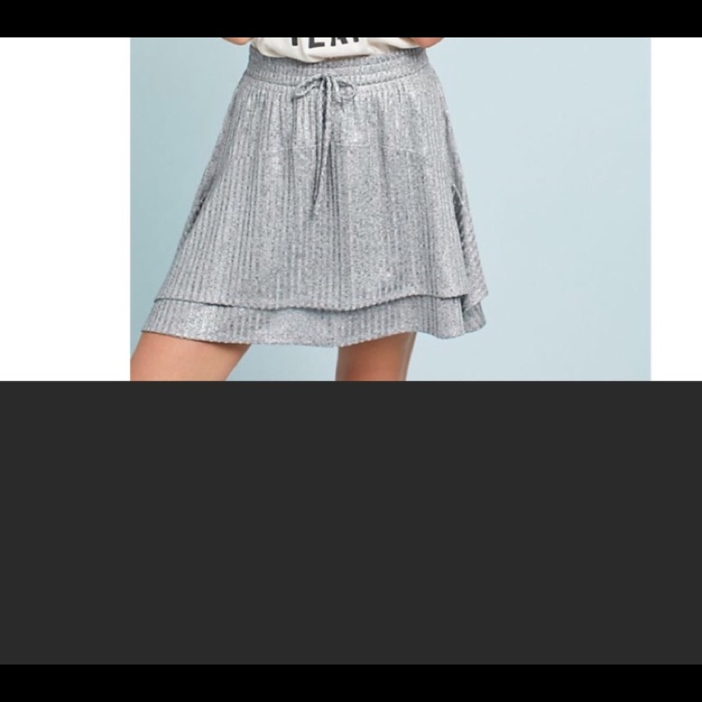 Anthropologie Silver Shimmering Skirt